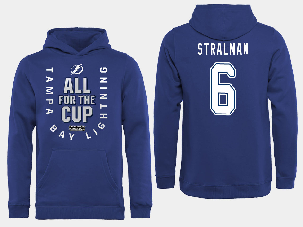 NHL Men adidas Tampa Bay Lightning #6 Stralman blue All for the Cup Hoodie